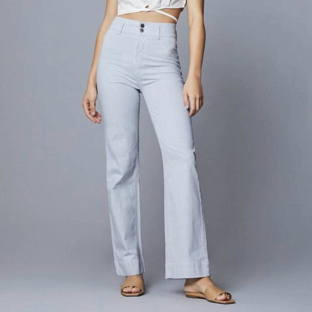 DL1961 Jeans Hepburn Wide Leg In Nautical Stripe Size 30 Flare NWOT